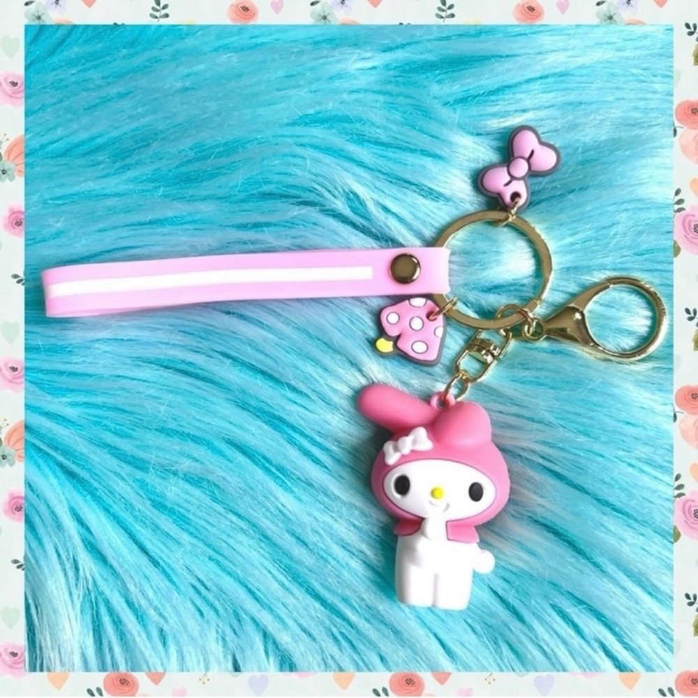 Melody Pink Kawaii Wristlet Charm Keychain Lobster Clasp